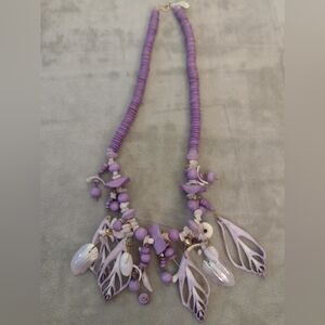 22" Lavender Shell & Bone Necklace